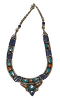 Necklace with coral and turquoise ornamentation