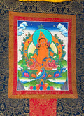 Thangka Painting of Lord Zambhala with Brocade