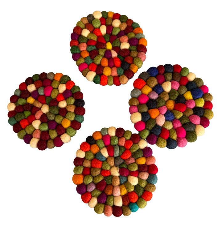 Felt ball Tea Coaster made from felt product